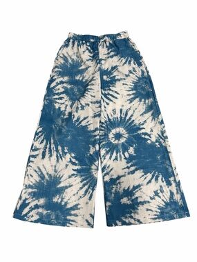 Women’s Tie Dye Blue White Palazzo Wide Leg Pants Medium
